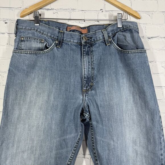 VTG 90’s Lee Dungarees Jeans Men Size 34 Relaxed Boot Cut Blue Denim Baggy Loose - Picture 14 of 15